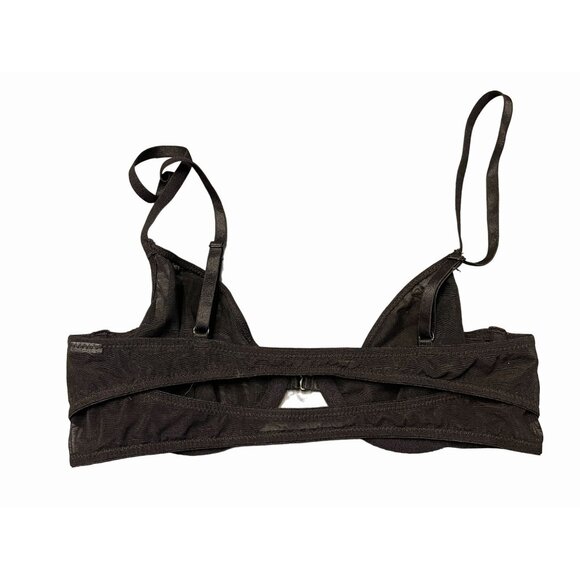 Mesh underwire black bra front close double band 30 B unlined sexy - Picture 4 of 8